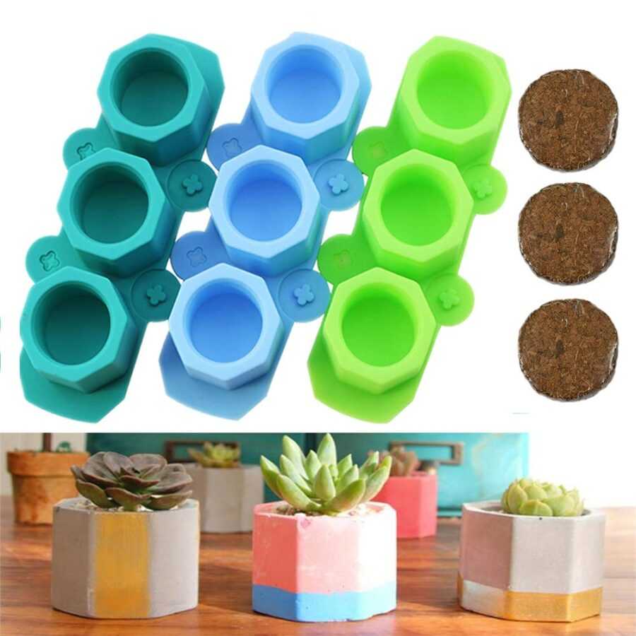 Artool B187 Resin Flower Pot Mold Set of 3 DIY Flowerpot Resin Casting Mold Silicone Craft Mold