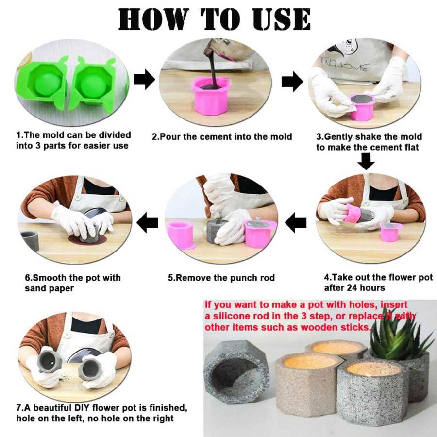 Artool B187 Resin Flower Pot Mold Set of 3 DIY Flowerpot Resin Casting Mold Silicone Craft Mold - Image 3